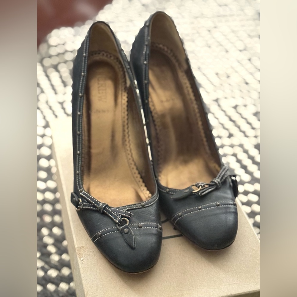 J. Crew Round Toe High Heel Pumps in Black, 7.5 Medium